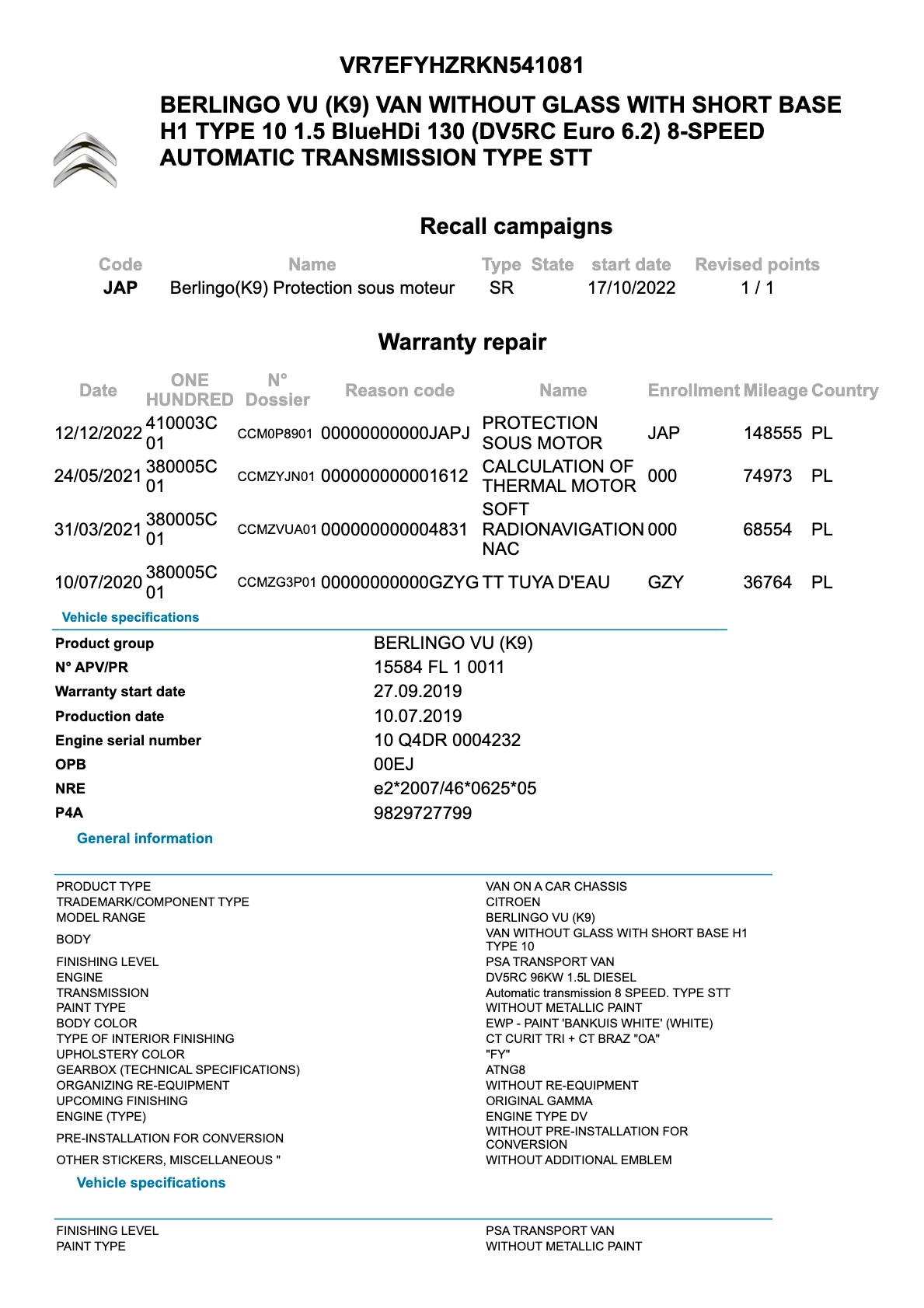 Citroen historia serwisowa – raport ASO online